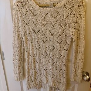 WD.NY Cream Open-Knit Sweater
